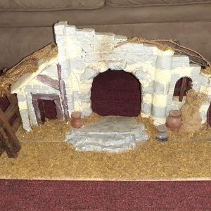 Vintage Stone Nativity Manger w box